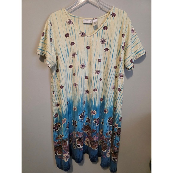 Anna Maxwell Dresses & Skirts - Anna Maxwell Womens Sz 18/20 Floral Short Sleeve Beachy vacation Coastal Lounge